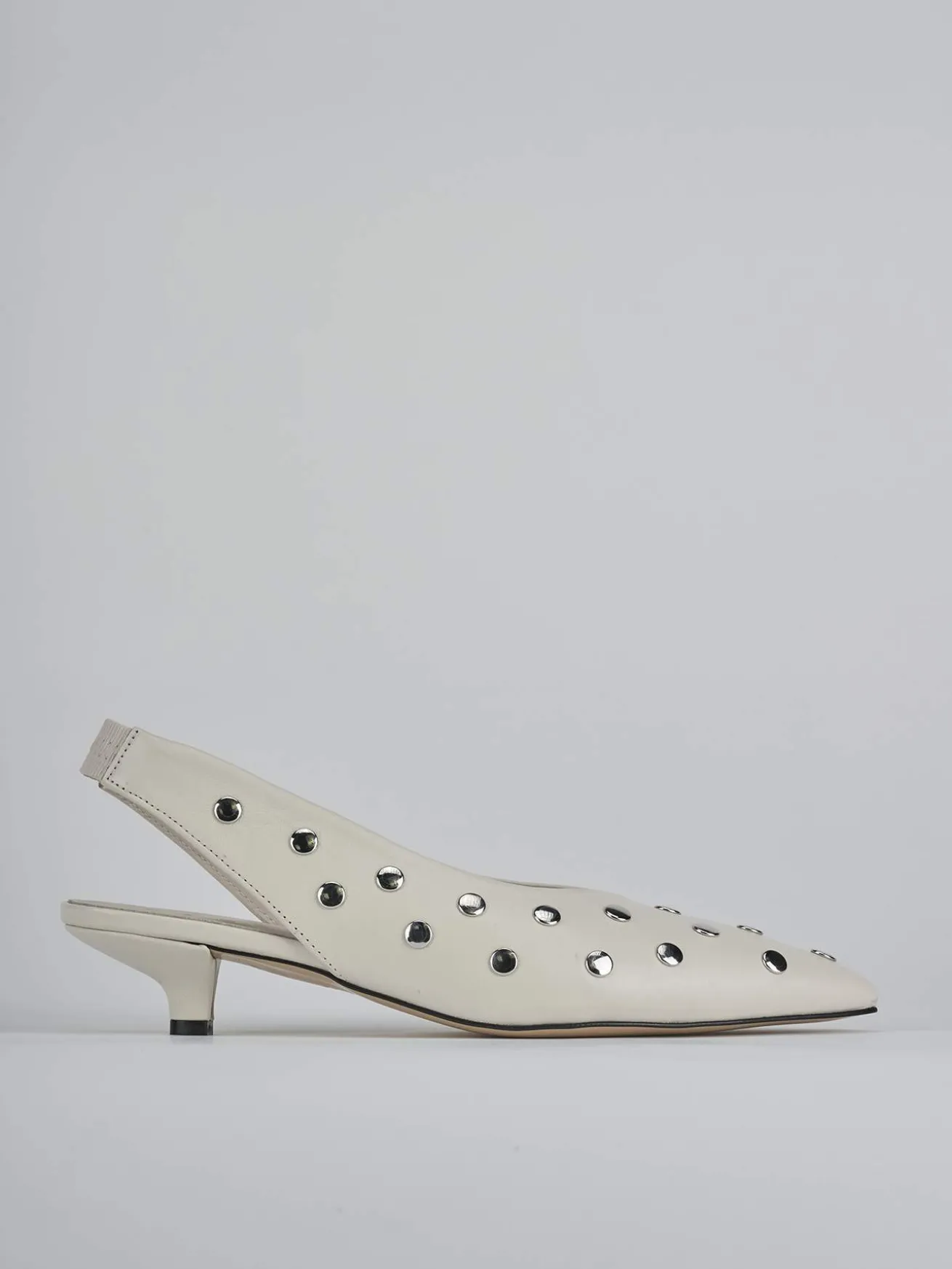 Slingback tacco 4cm pelle beige