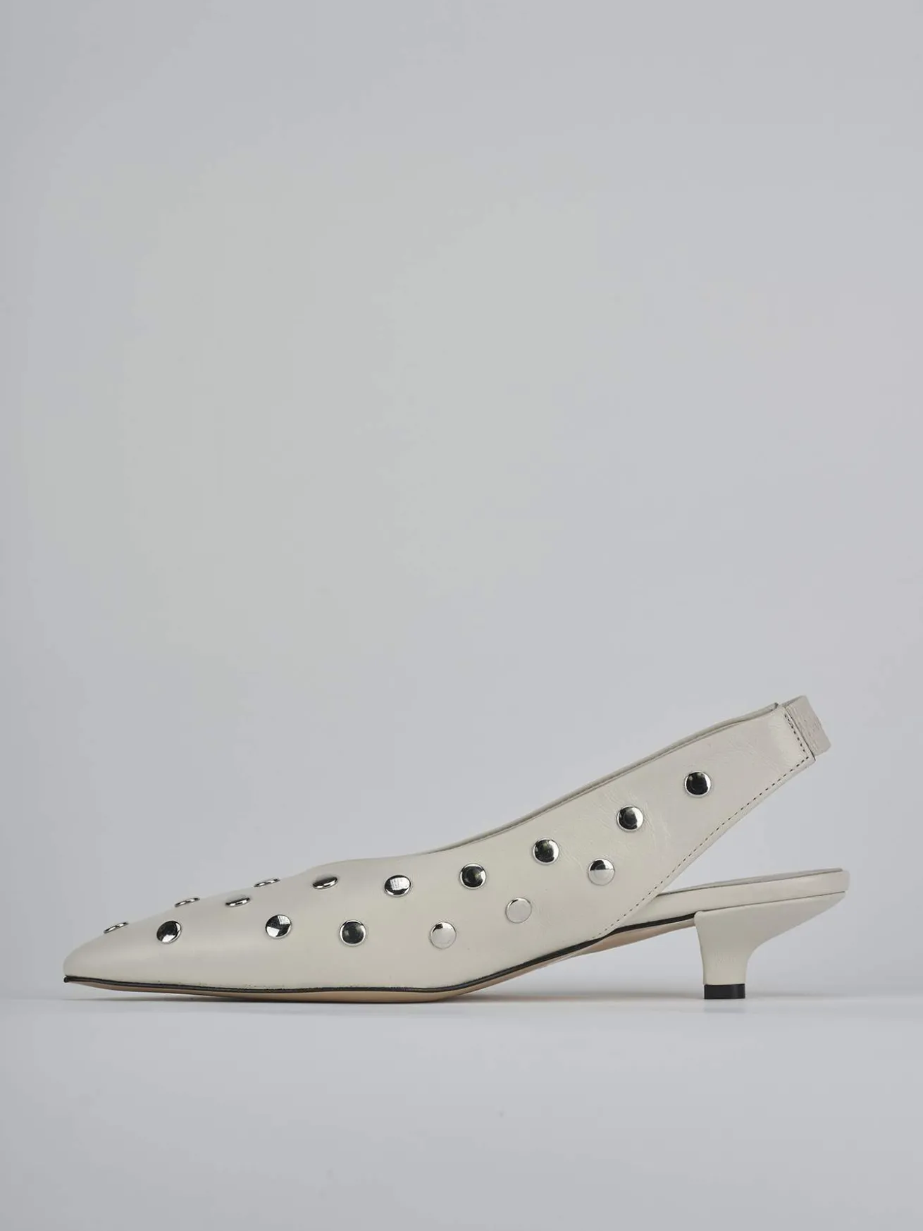 Slingback tacco 4cm pelle beige