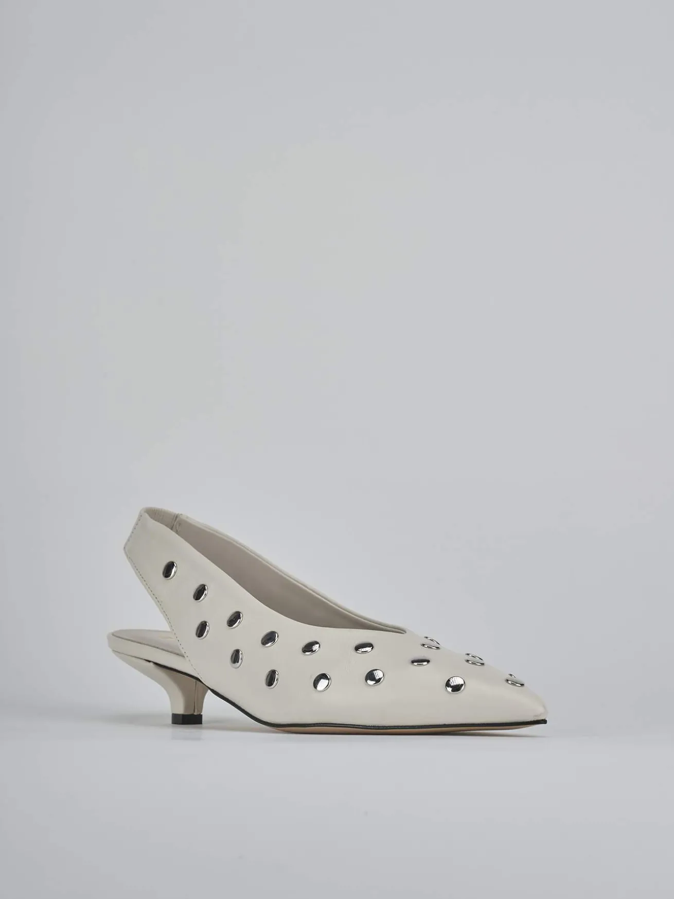 Slingback tacco 4cm pelle beige