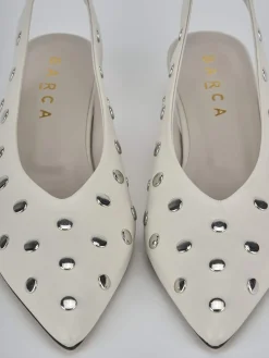 Slingback tacco 4cm pelle beige