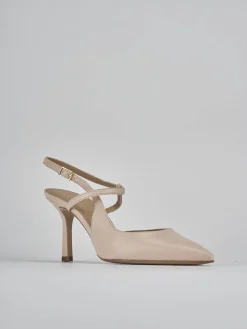 Slingback tacco 7cm pelle rosa