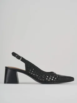 Slingback tacco 5cm pelle nero