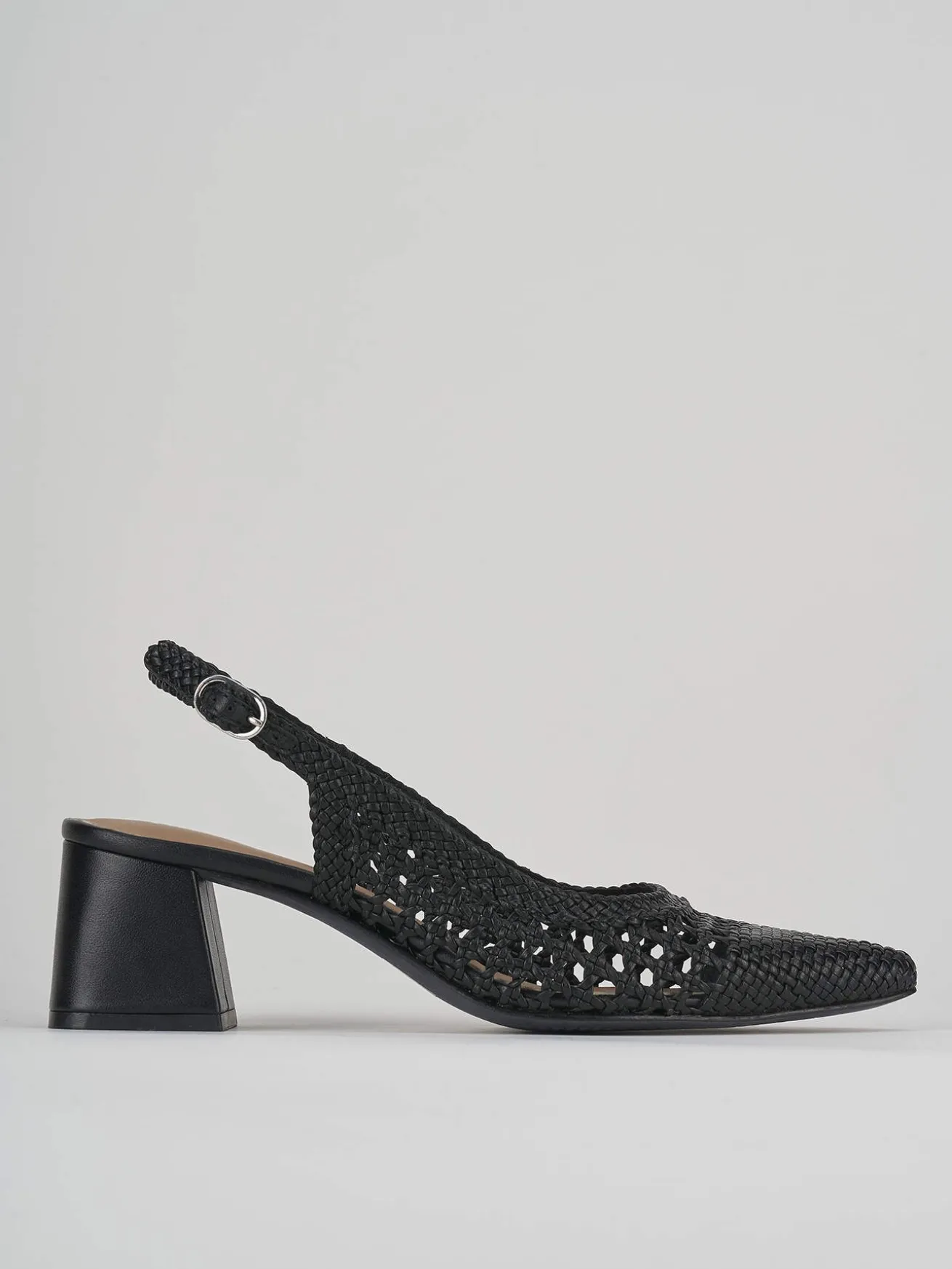 Slingback tacco 5cm pelle nero