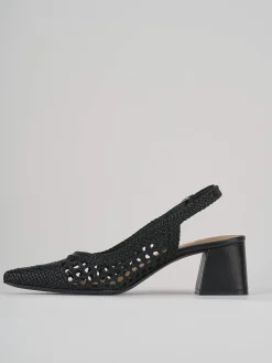 Slingback tacco 5cm pelle nero