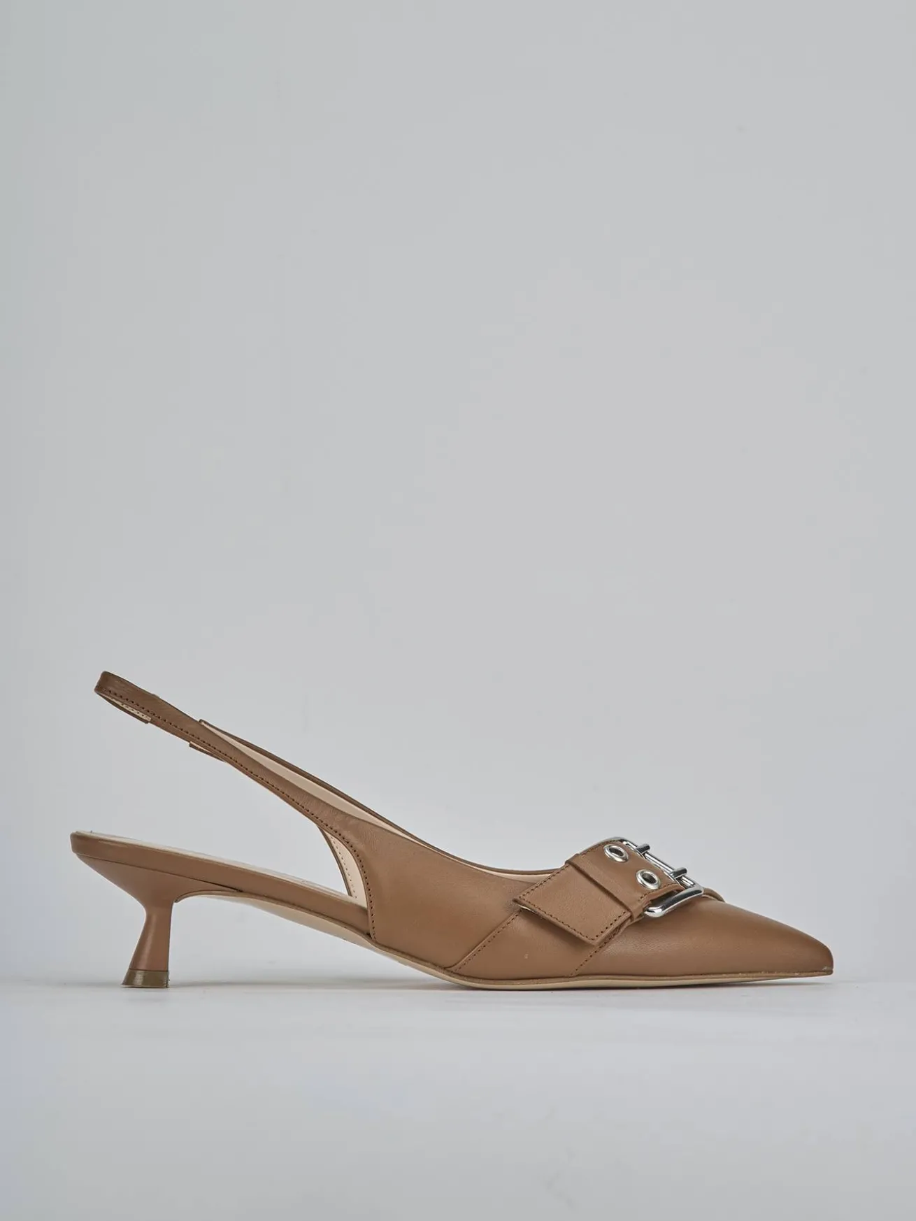 Slingback tacco 5cm pelle testa