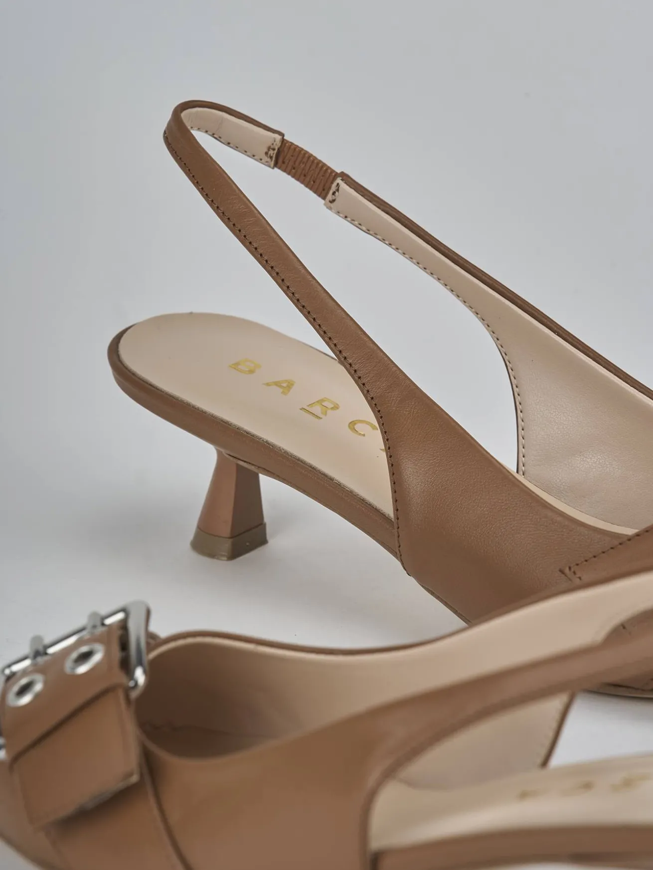 Slingback tacco 5cm pelle testa