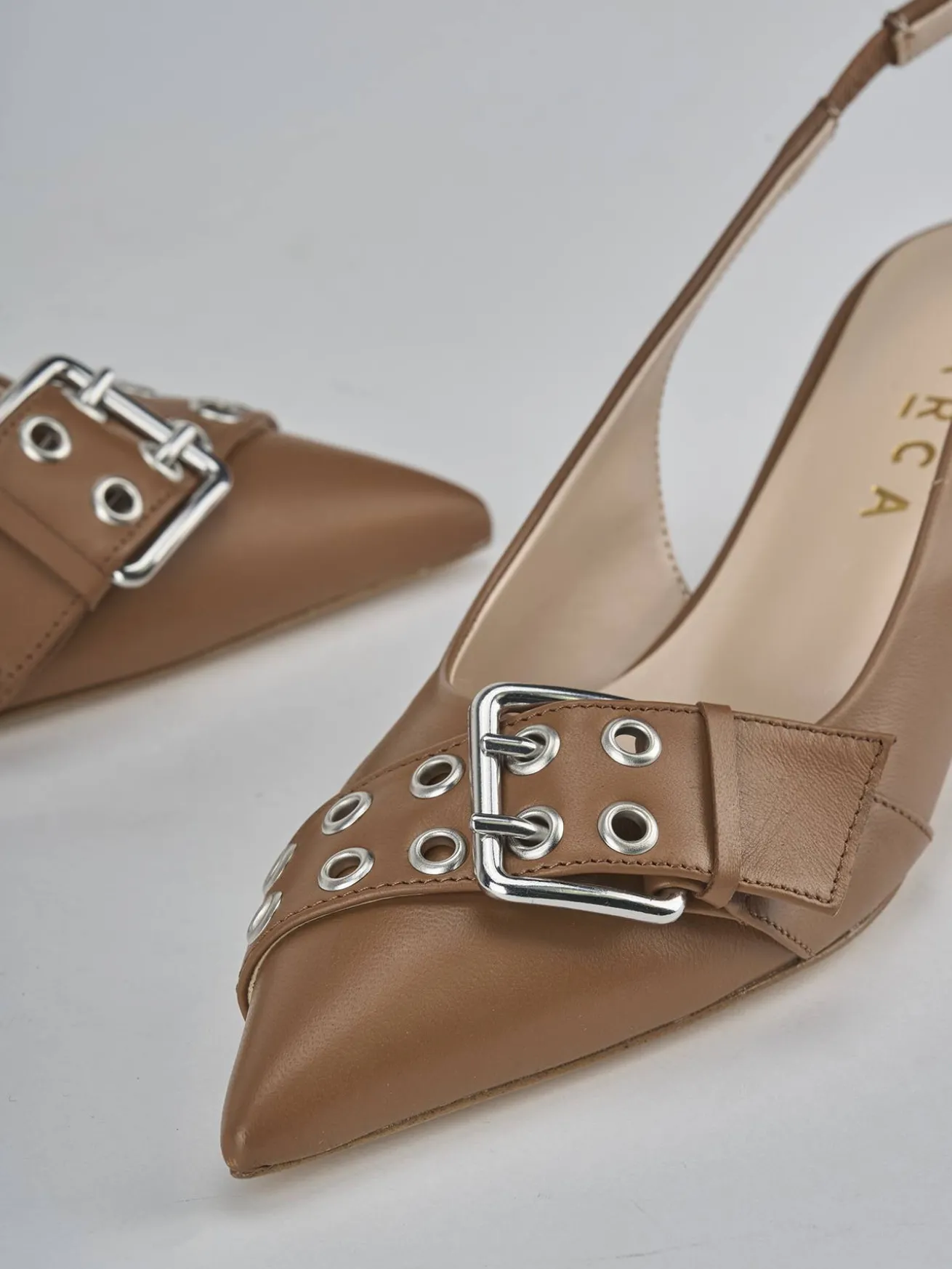 Slingback tacco 5cm pelle testa