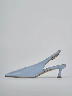 Slingback tacco 5cm pelle azzurro