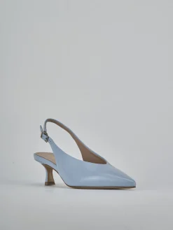 Slingback tacco 5cm pelle azzurro