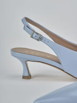 Slingback tacco 5cm pelle azzurro