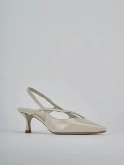 Slingback tacco 5cm pelle beige