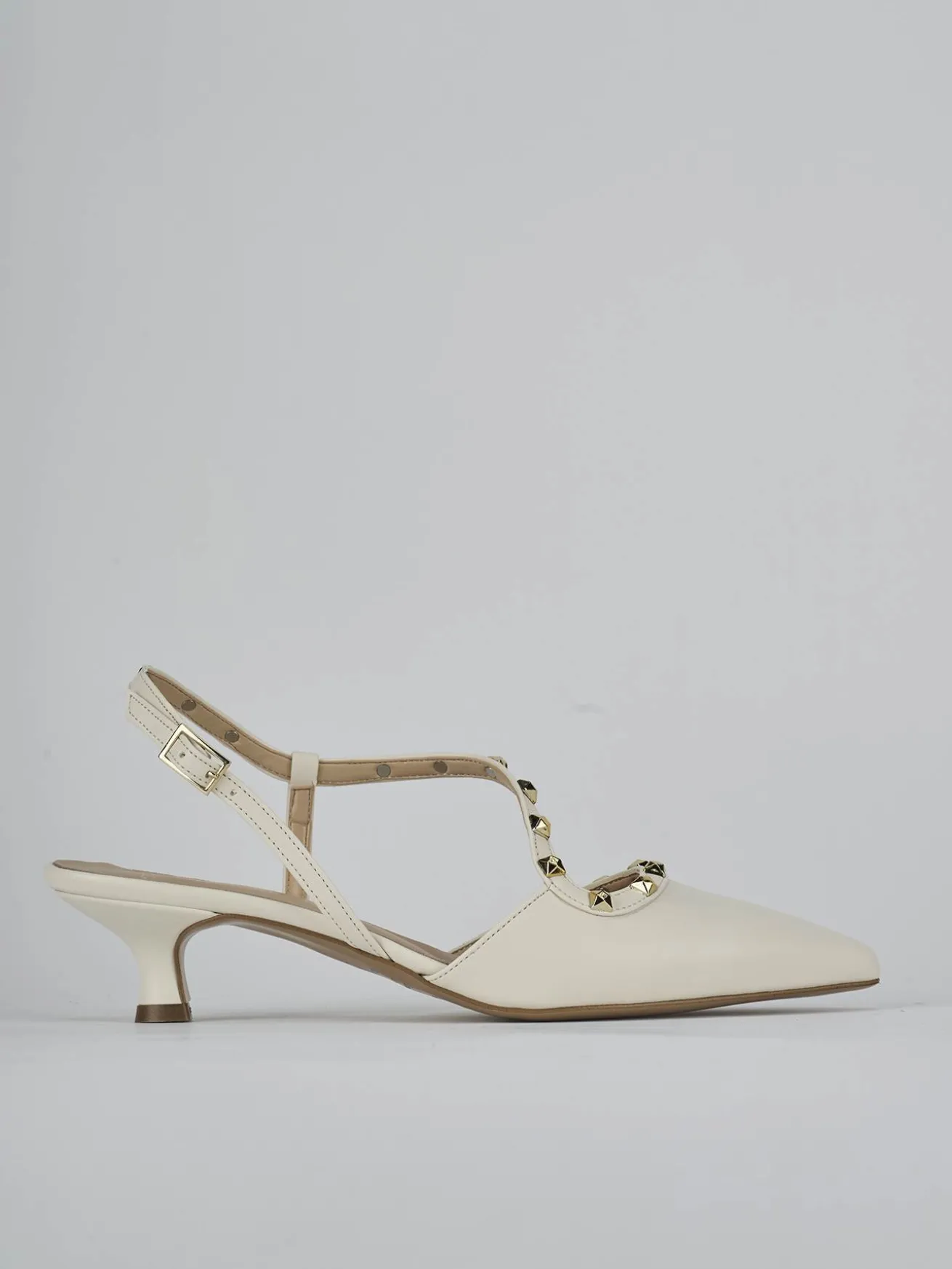 Slingback tacco 4cm pelle bianco