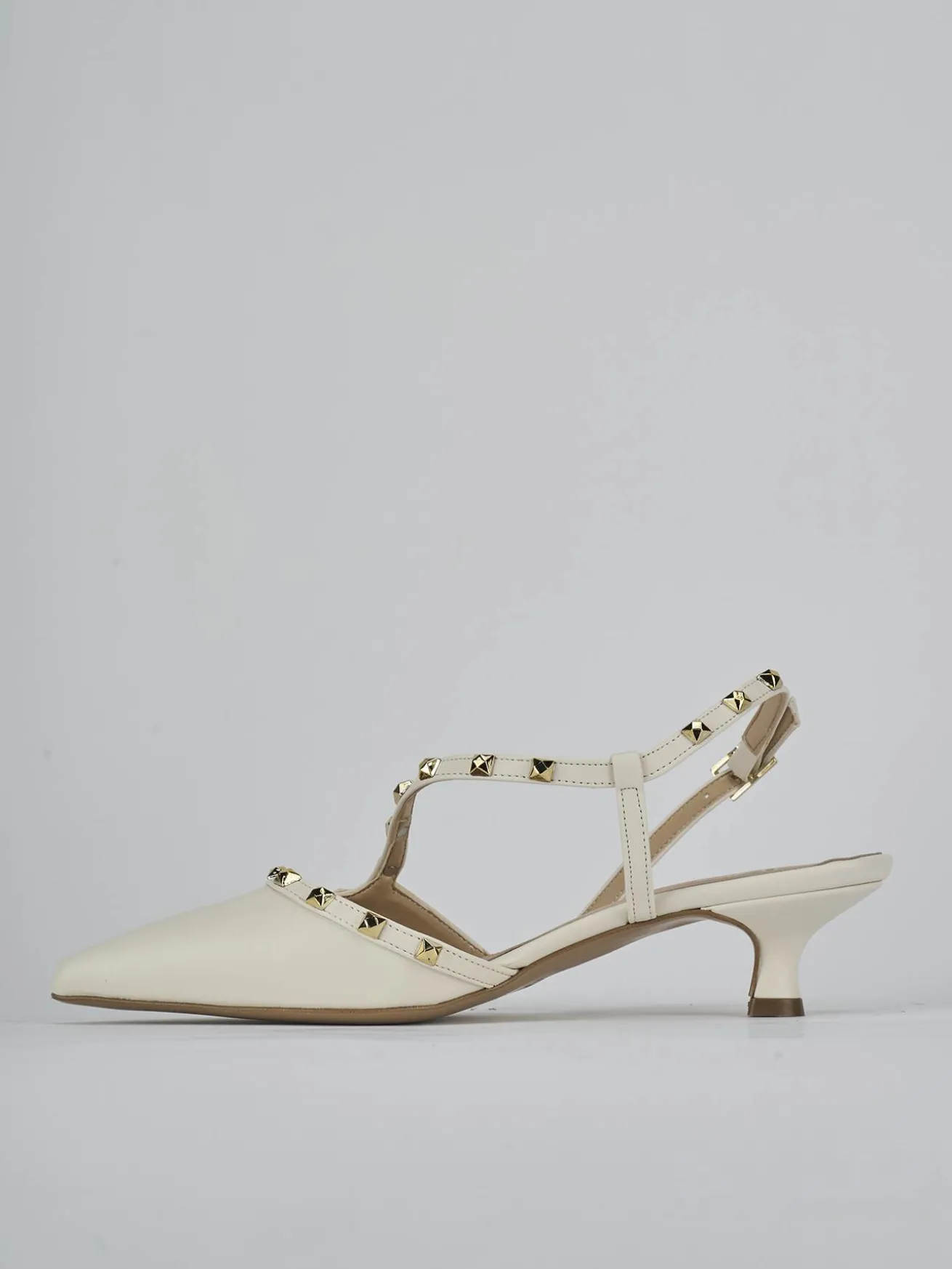 Slingback tacco 4cm pelle bianco