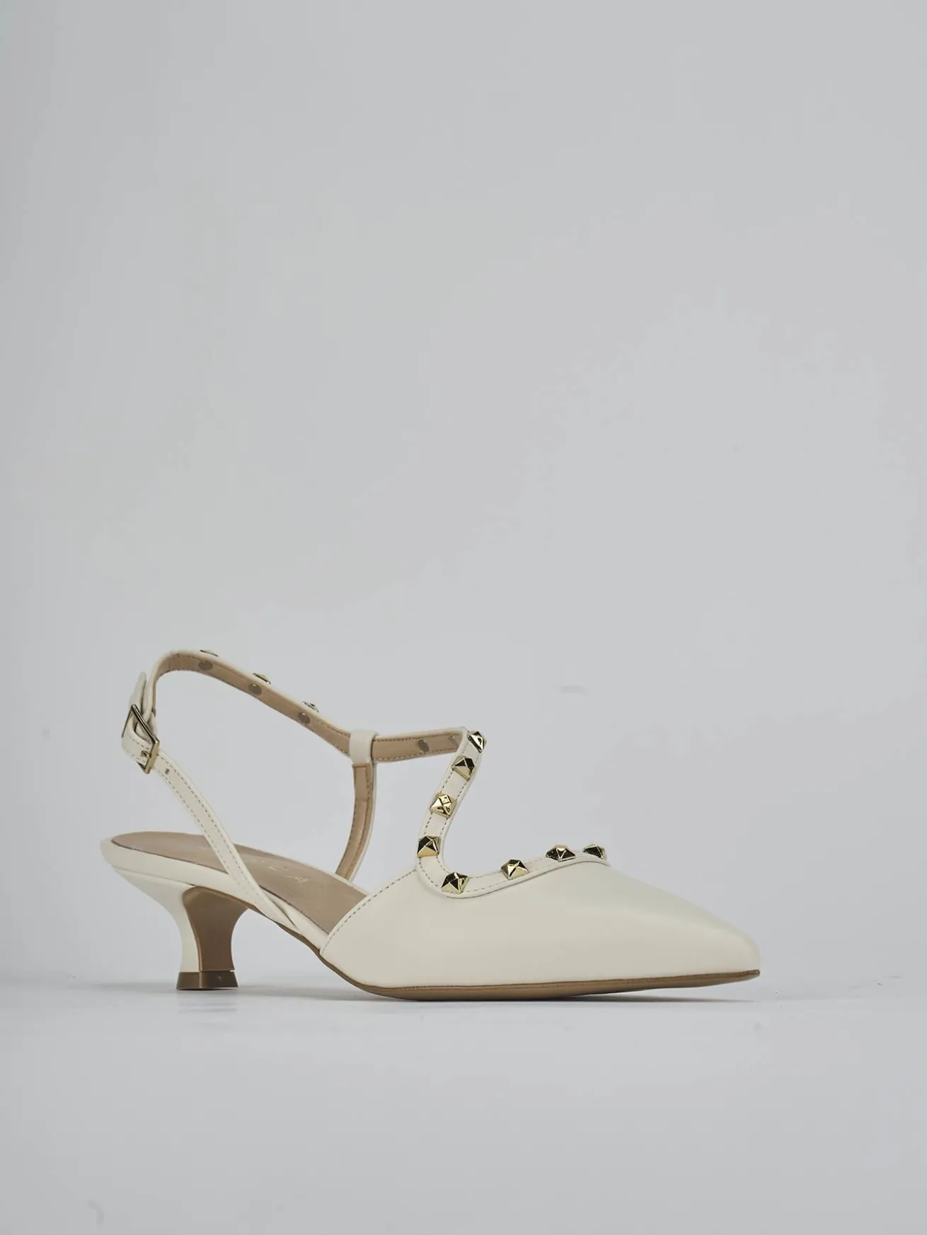 Slingback tacco 4cm pelle bianco