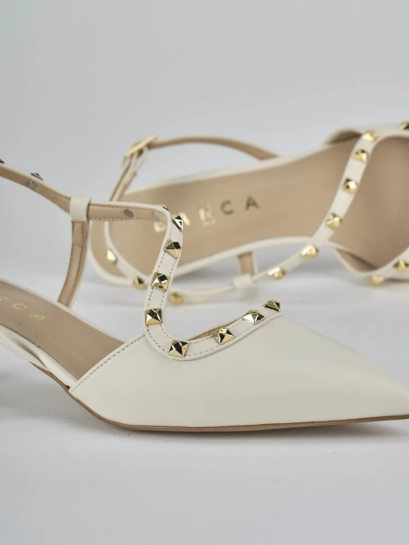 Slingback tacco 4cm pelle bianco