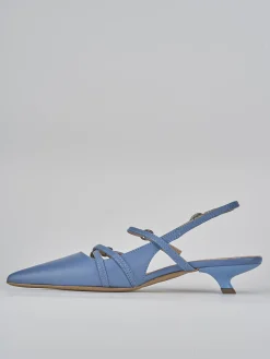Slingback tacco 3cm pelle jeans