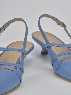 Slingback tacco 3cm pelle jeans