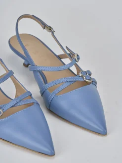 Slingback tacco 3cm pelle jeans