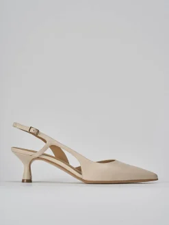 Slingback tacco 5cm pelle beige