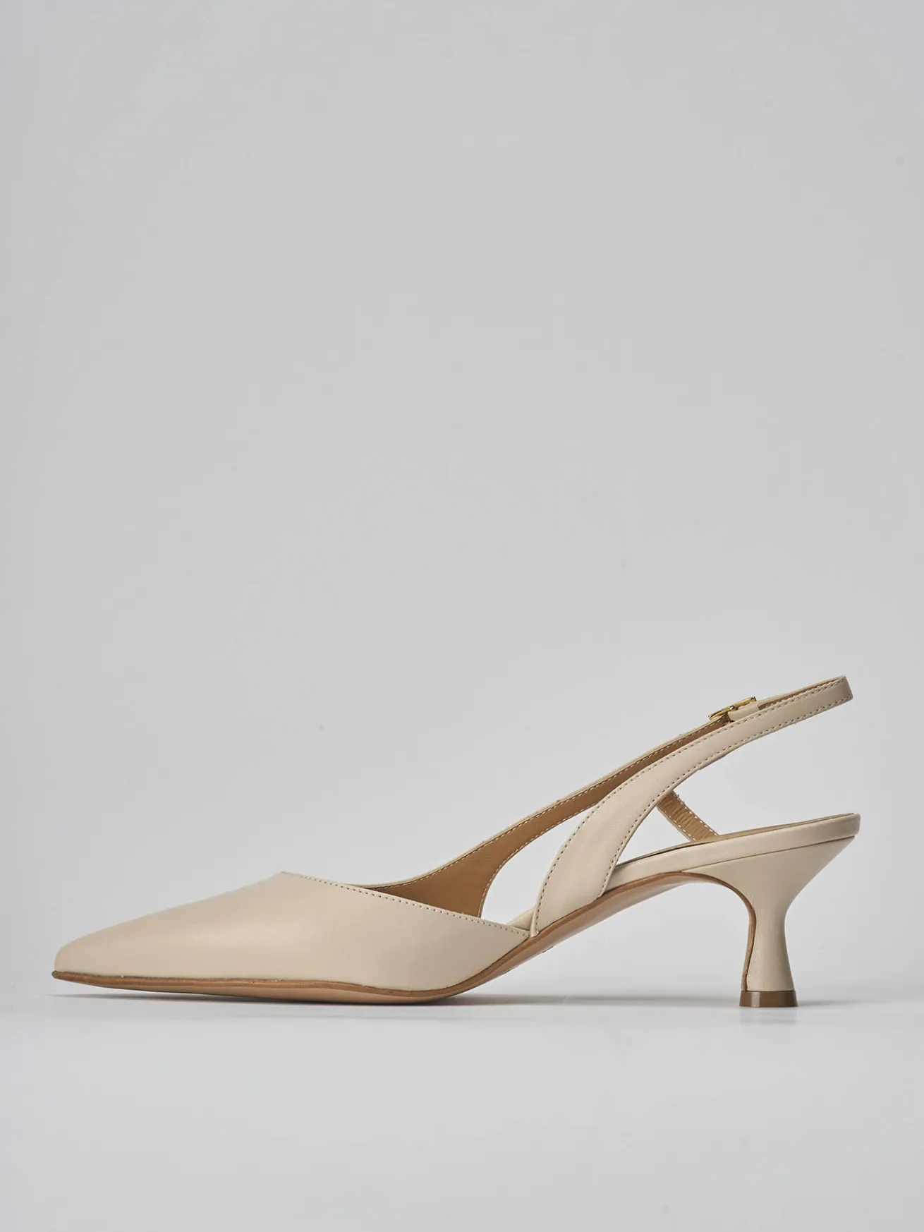 Slingback tacco 5cm pelle beige