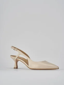 Slingback tacco 5cm pelle beige