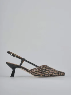 Slingback tacco 5cm pelle marrone