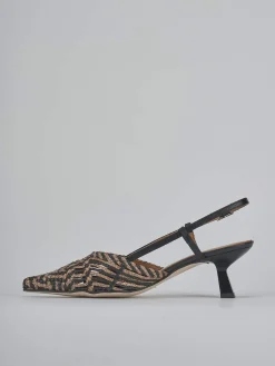 Slingback tacco 5cm pelle marrone