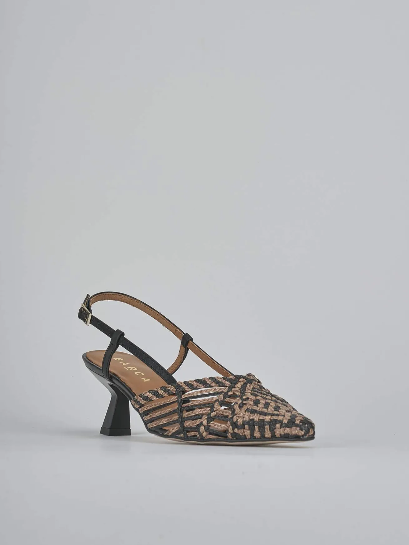 Slingback tacco 5cm pelle marrone