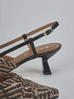 Slingback tacco 5cm pelle marrone