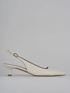 Slingback tacco 5cm pelle bianco