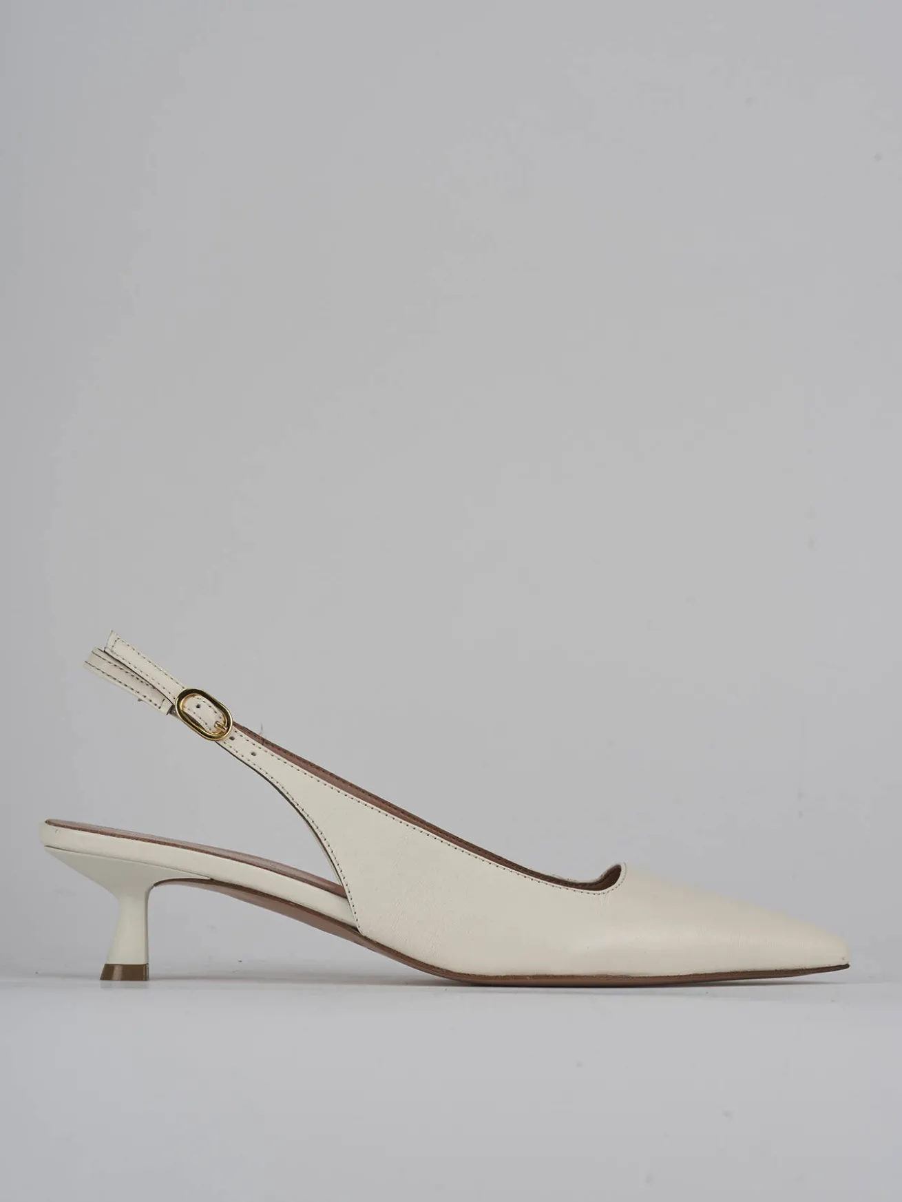Slingback tacco 5cm pelle bianco