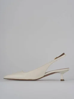 Slingback tacco 5cm pelle bianco