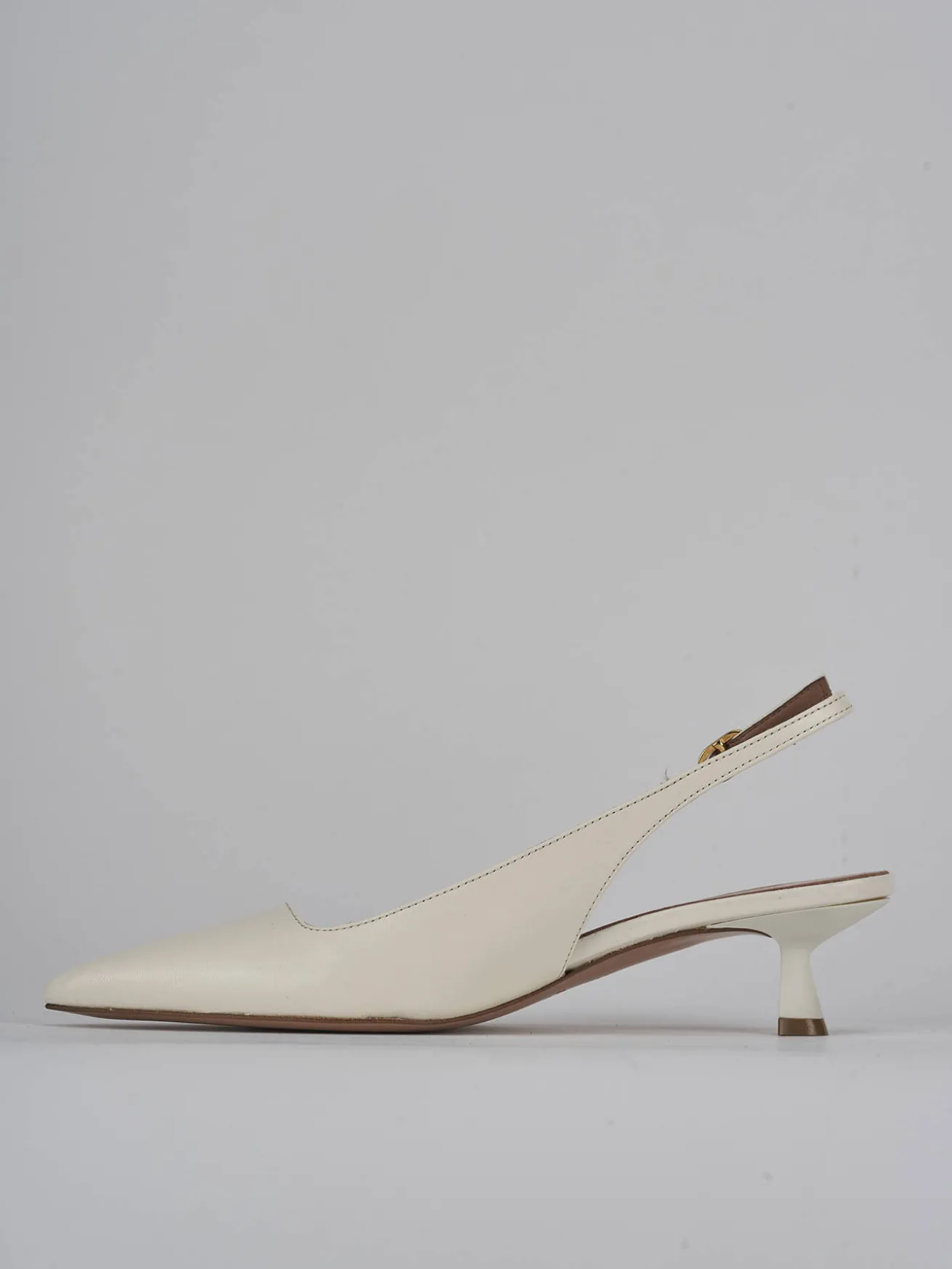 Slingback tacco 5cm pelle bianco
