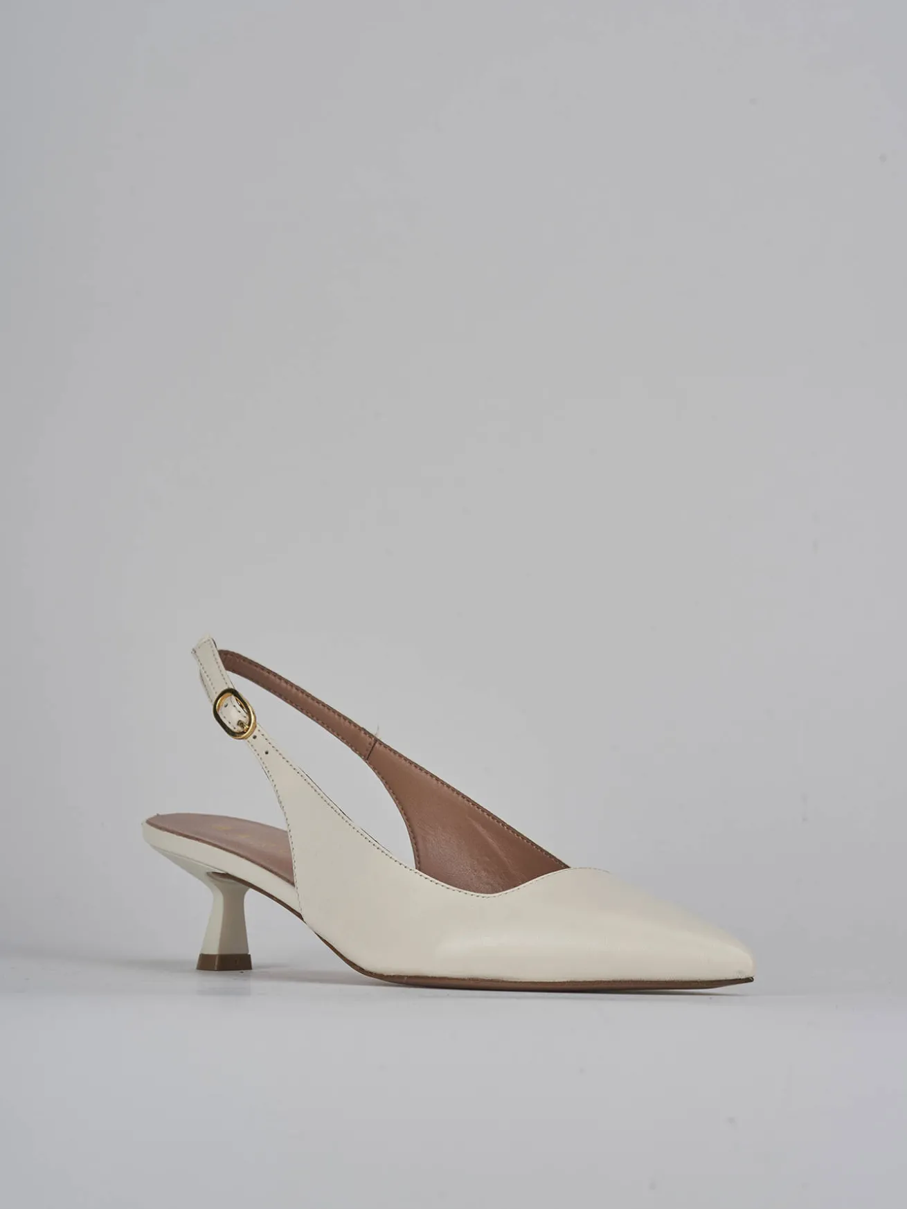 Slingback tacco 5cm pelle bianco