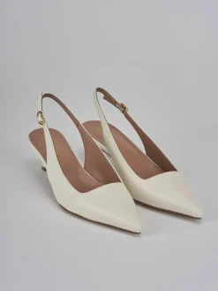 Slingback tacco 5cm pelle bianco