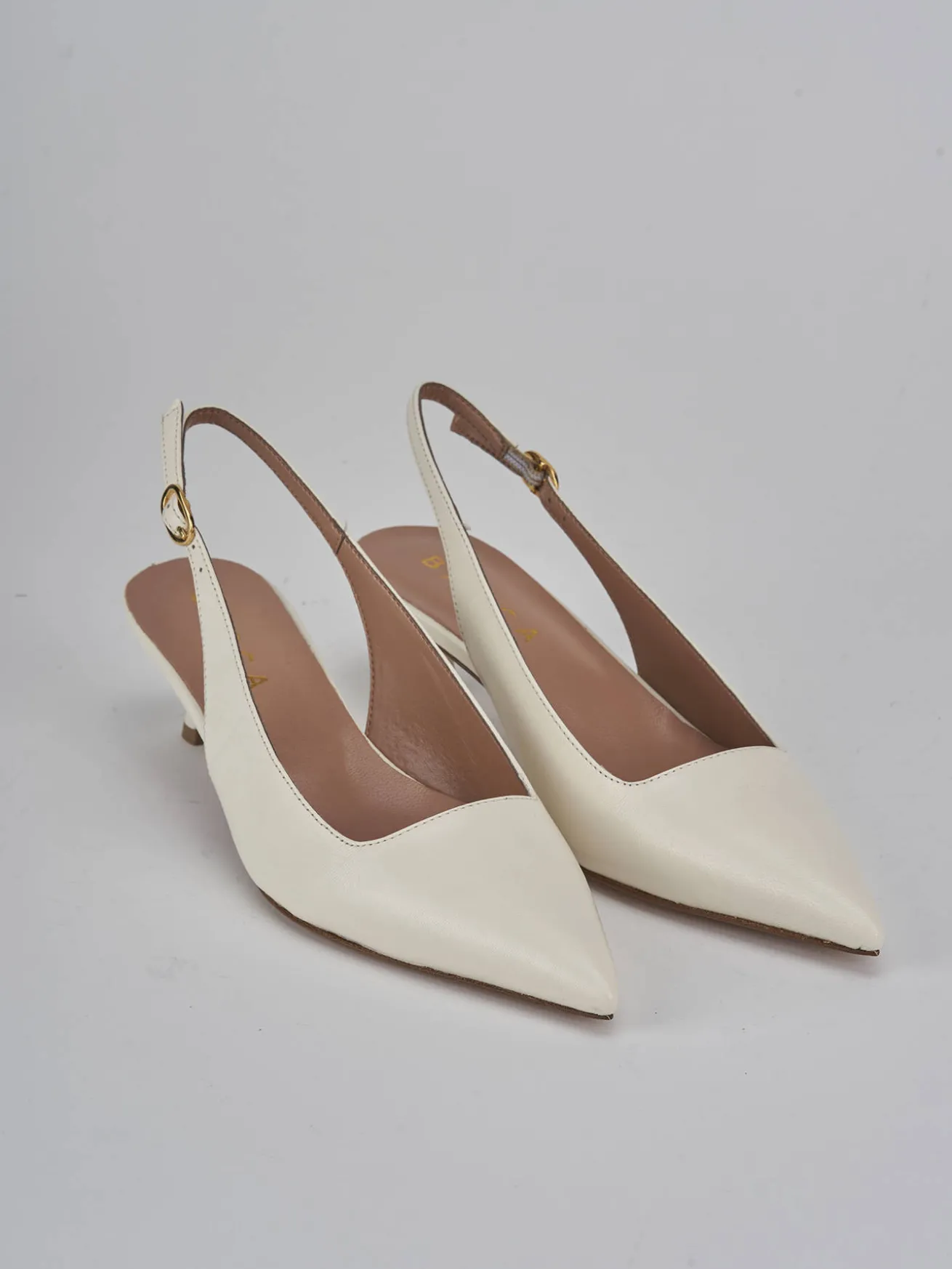 Slingback tacco 5cm pelle bianco