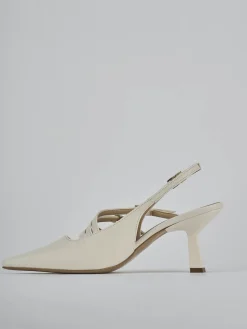 Slingback tacco 7cm pelle bianco