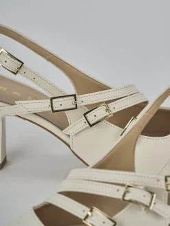 Slingback tacco 7cm pelle bianco