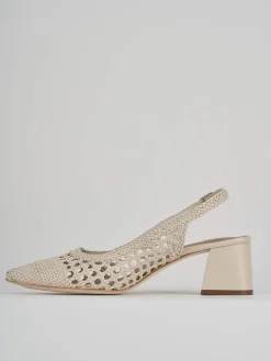 Slingback tacco 5cm pelle beige