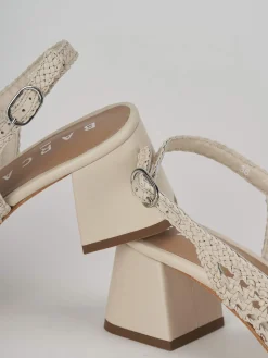 Slingback tacco 5cm pelle beige