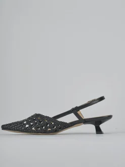 Slingback tacco 4cm pelle nero
