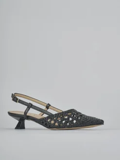 Slingback tacco 4cm pelle nero