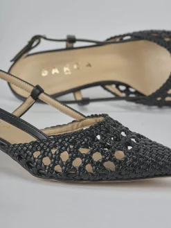 Slingback tacco 4cm pelle nero