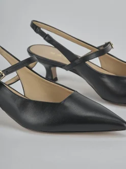 Slingback tacco 4cm pelle nero
