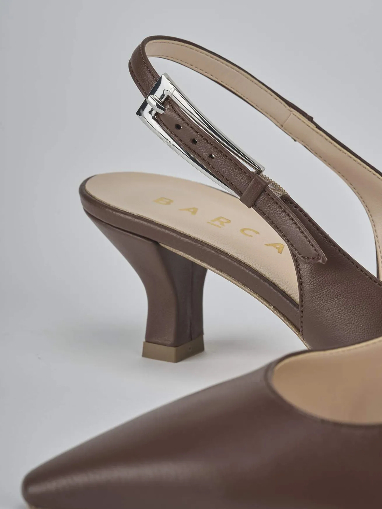 Slingback tacco 6cm pelle testa