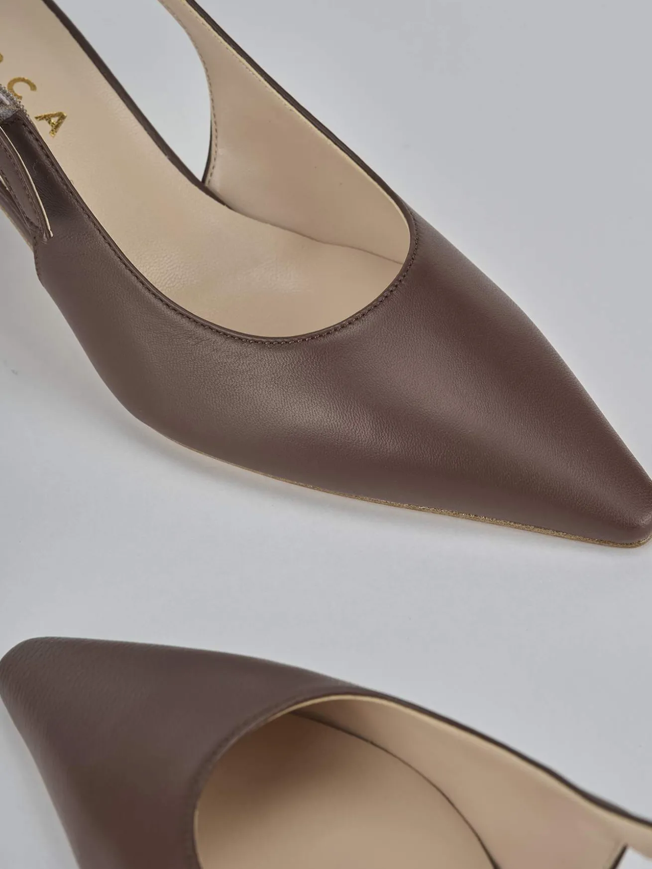 Slingback tacco 6cm pelle testa