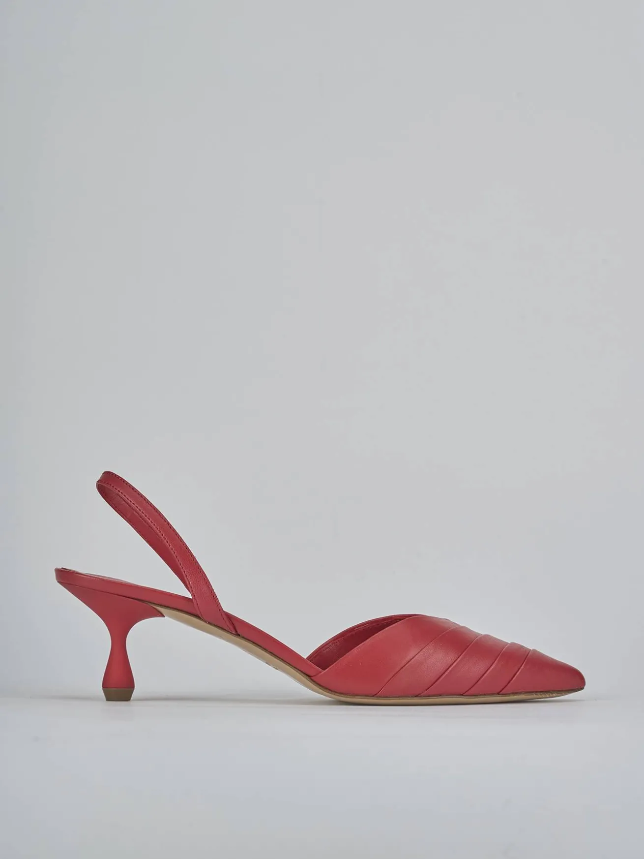 Slingback tacco 5cm pelle rosso