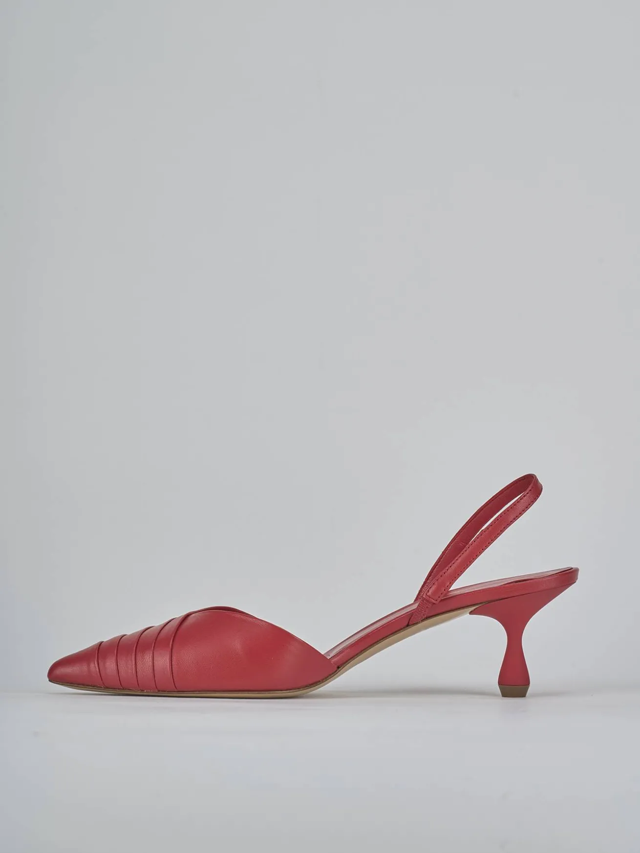 Slingback tacco 5cm pelle rosso