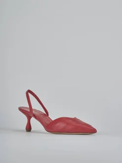 Slingback tacco 5cm pelle rosso