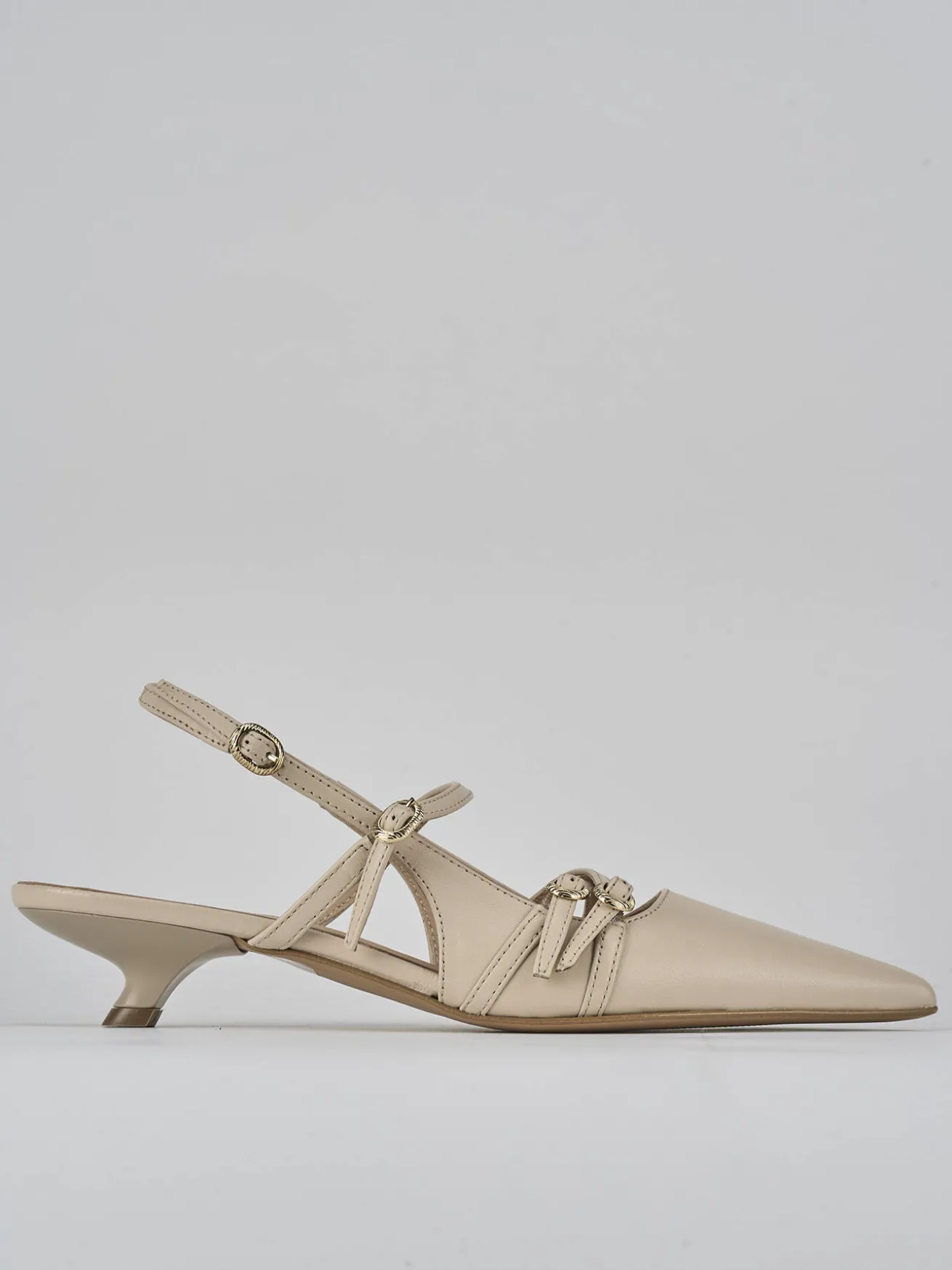 Slingback tacco 3cm pelle bianco